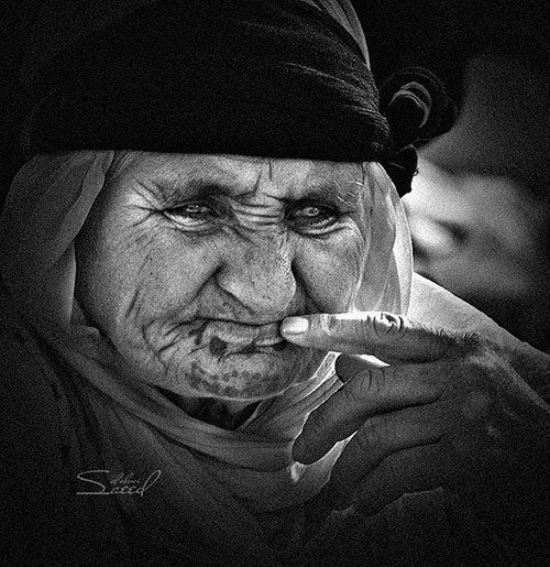 Faces of Old People in Black and White Photography